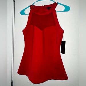 Guess Mesh Front Peplum Top